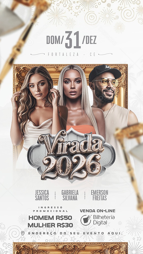 Story Flyer Shows Virada 2026 Social Media PSD Editável