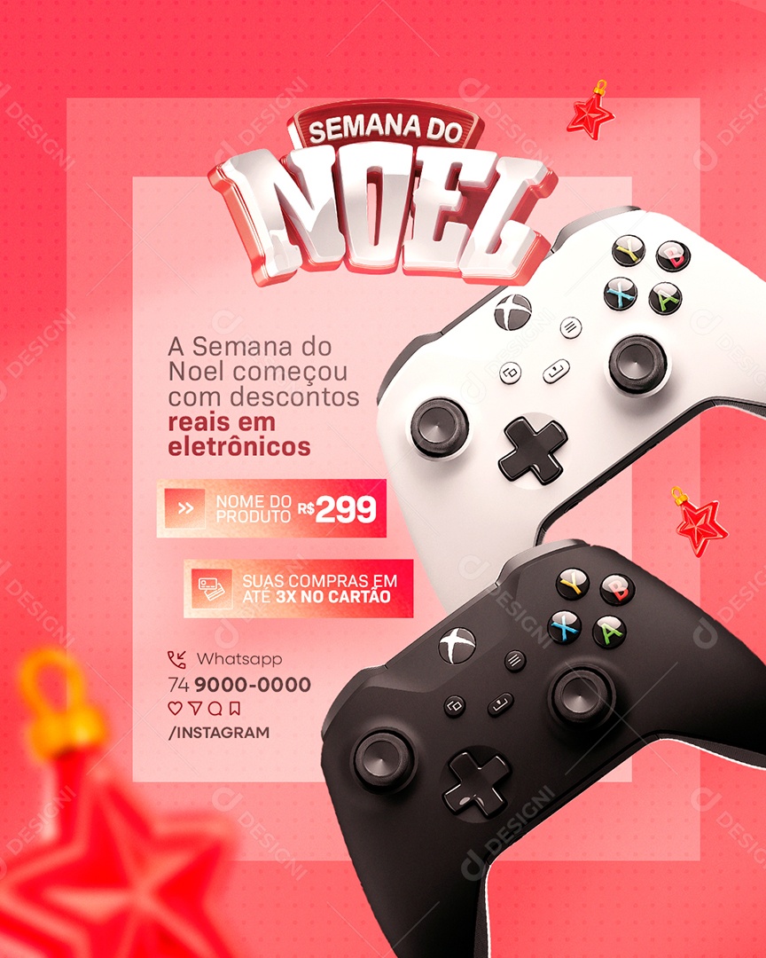 Semana do Noel Loja de Eletrônicos Presentes Controle Xbox Social Media PSD Editável