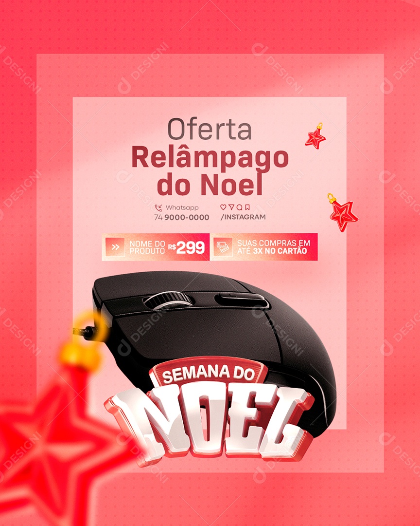 Semana do Noel Loja de Eletrônicos Presentes Oferta Relâmpago do Noel Social Media PSD Editável