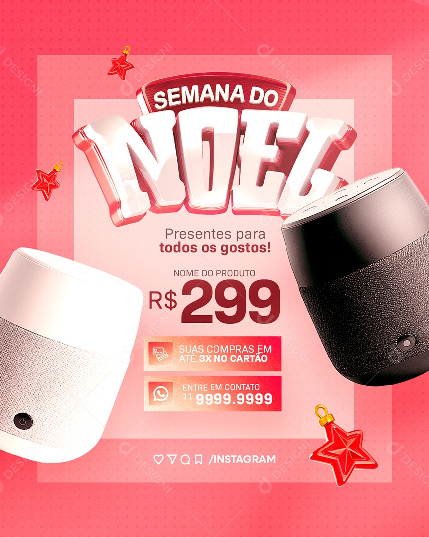 Semana do Noel Loja de Eletrônicos Presentes para Todos os Gostos Social Media PSD Editável