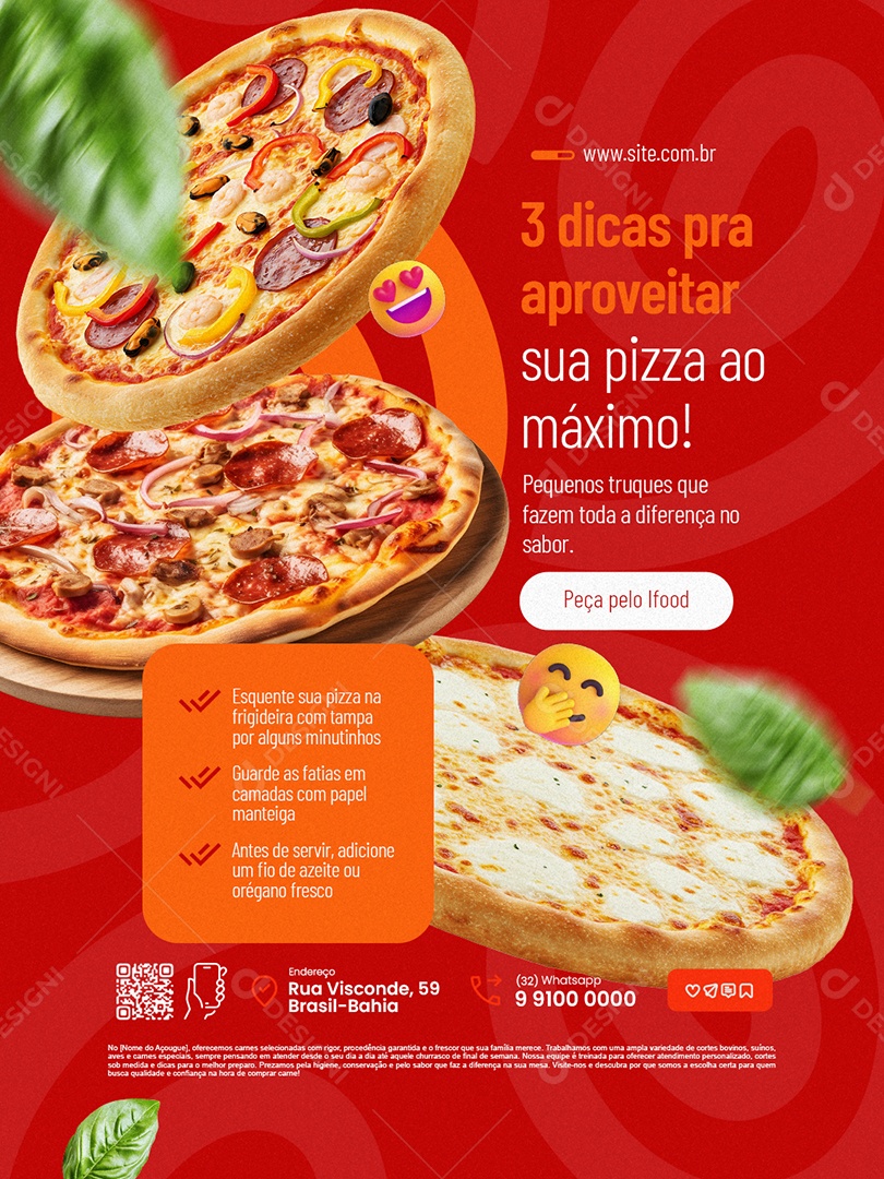 Pizzaria Três Dicas Pra Aproveitar Sua Pizza Ao Máximo Social Media PSD Editável