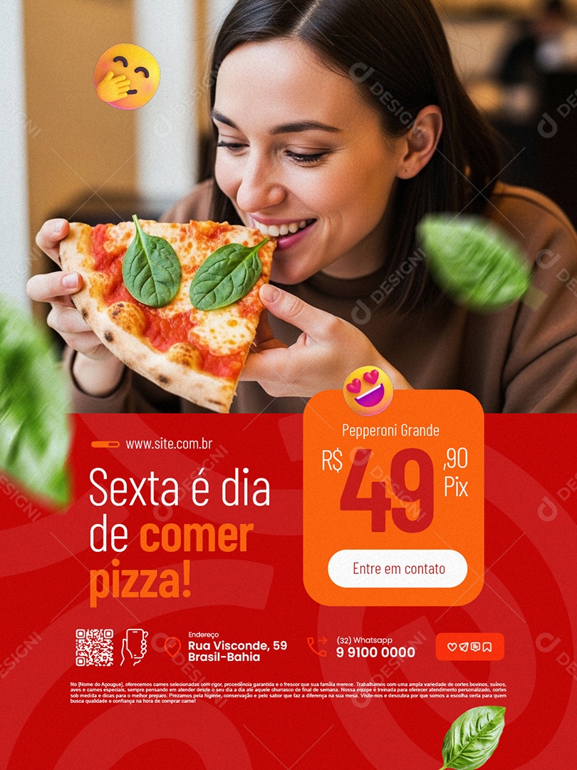 Pizzaria Sexta é Dia de Comer Pizza Social Media PSD Editável