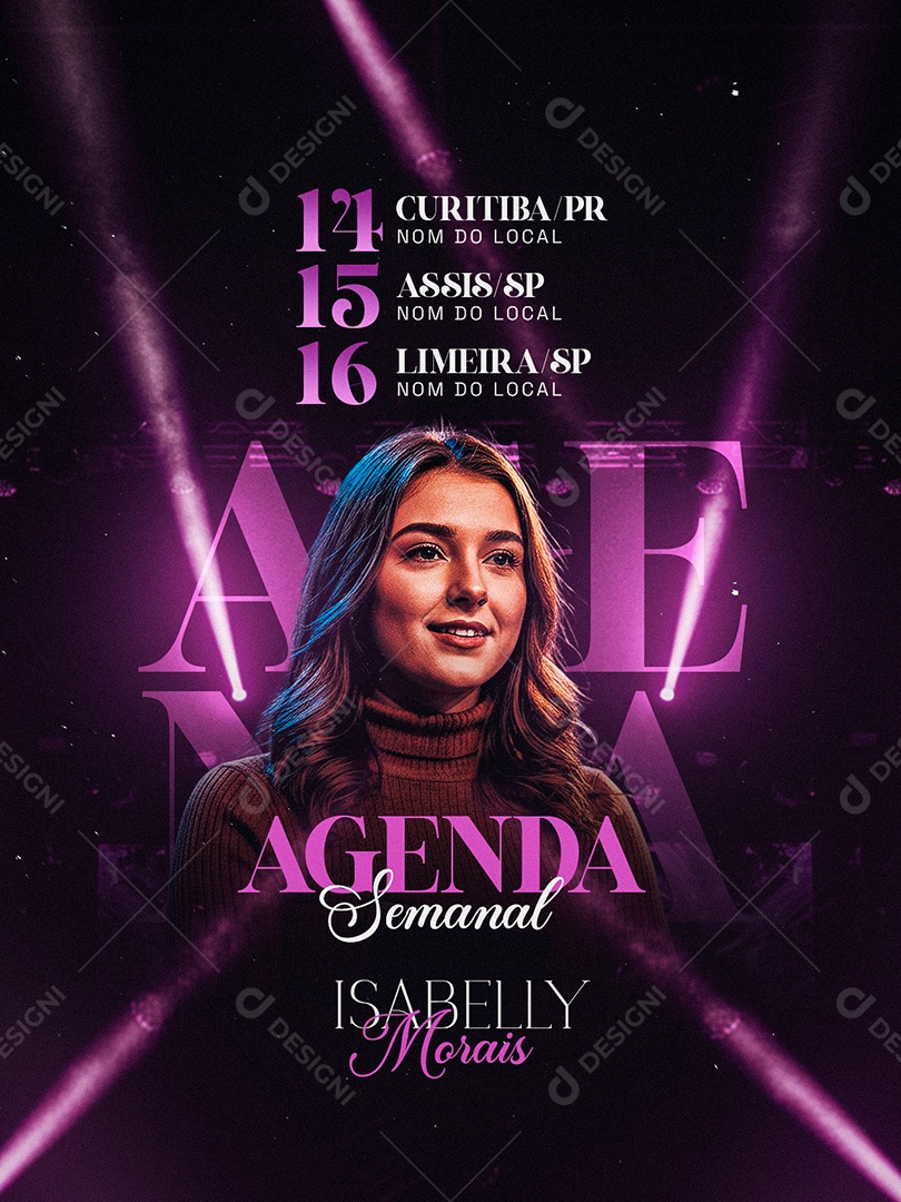 Flyer Gospel Agenda Semanal Social Media PSD Editável