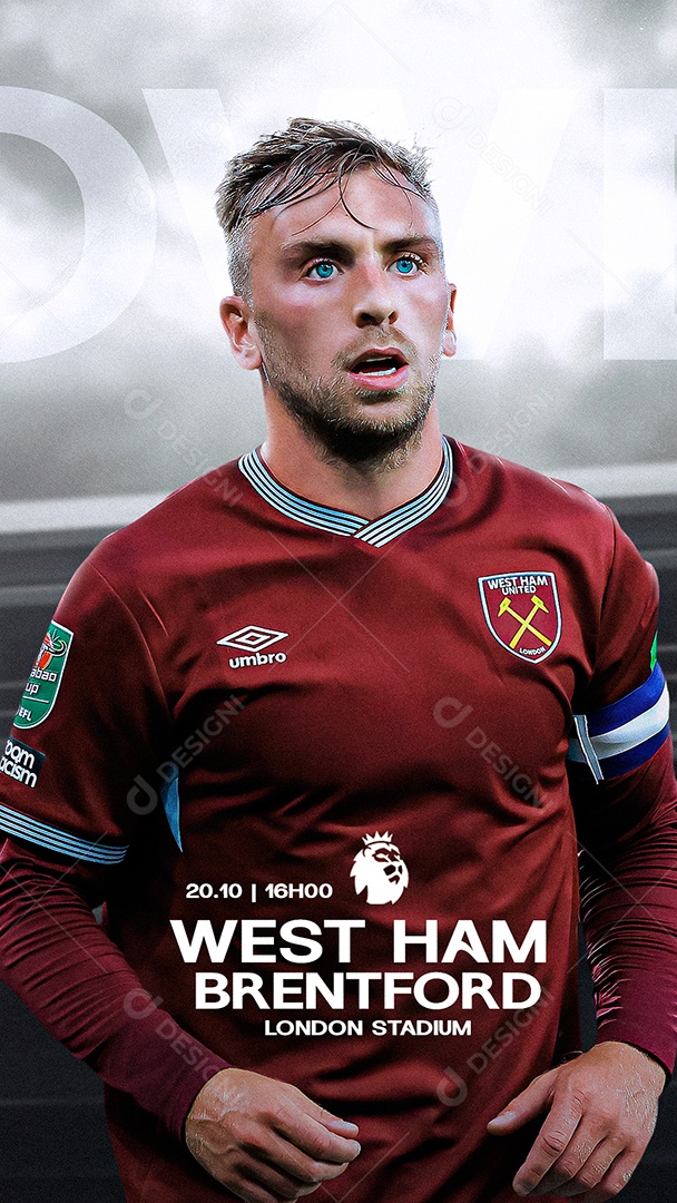 Arte West Ham vs Brentford Premier League Futebol PSD Editável