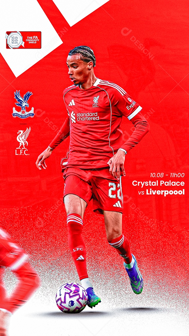 Arte Crystal Palace vs Liverpool The FA Community Shield Futebol PSD Editável