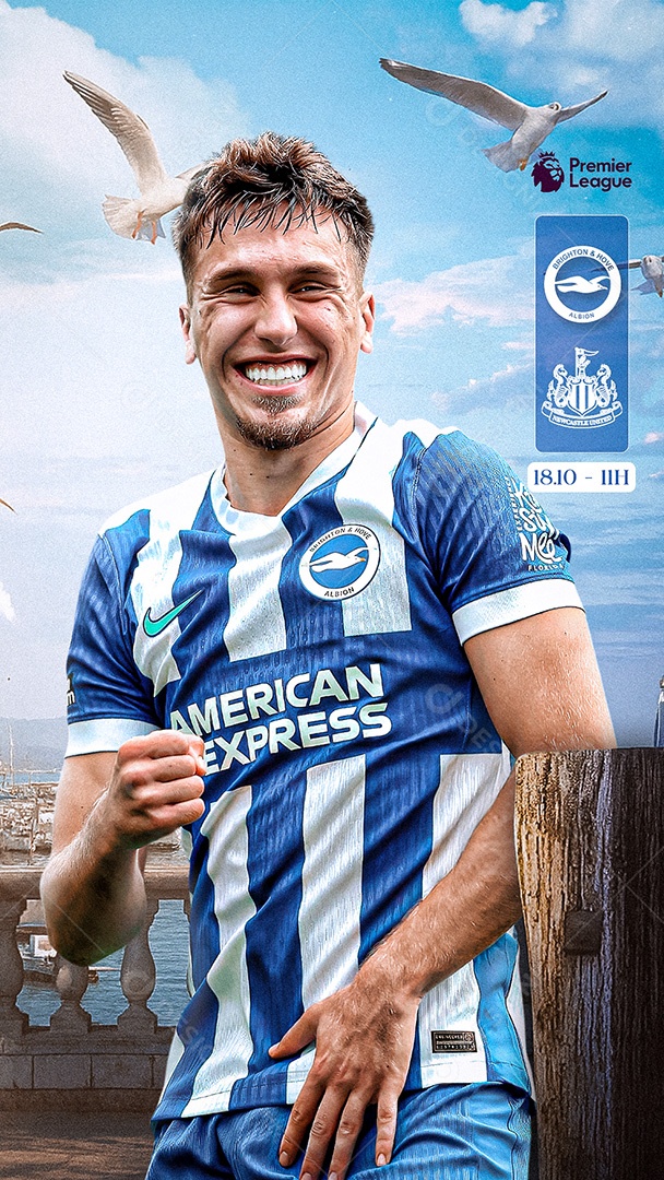 Arte Brighton vs Newcastle Premier League Futebol PSD Editável