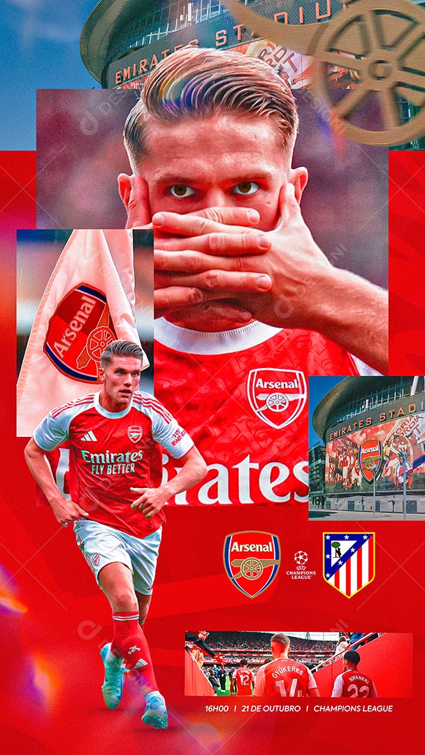 Arte Arsenal vs Atlético de Madrid UEFA Champions League Futebol PSD Editável