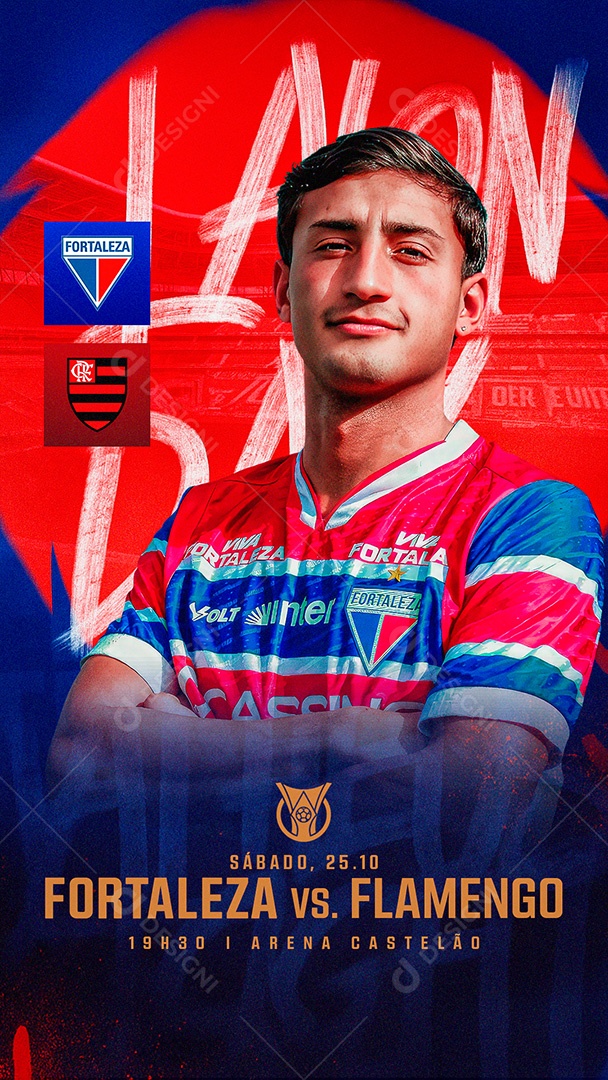 Arte Fortaleza vs Flamengo Brasileirão Futebol PSD Editável