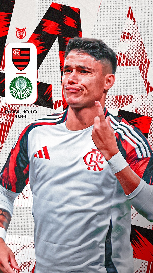 Arte Flamengo vs Palmeiras Brasileirão Futebol PSD Editável