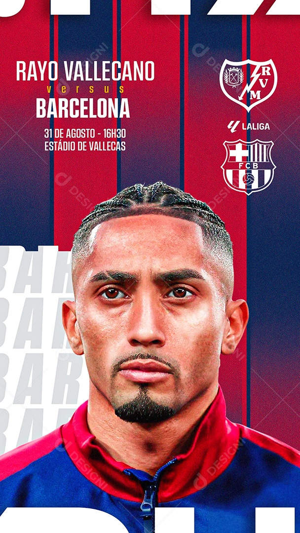 Arte Rayo Vallecano vs Barcelona LaLiga Futebol PSD Editável