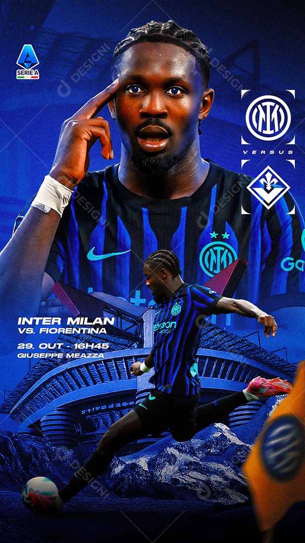 Arte Inter Milan vs Fiorentina Serie A Futebol PSD Editável