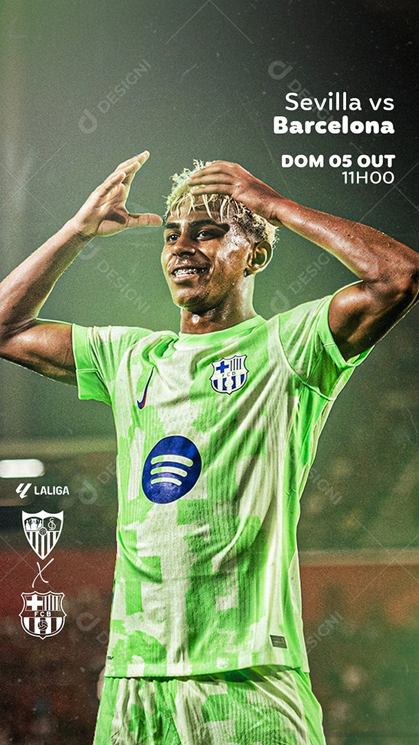 Arte Sevilla vs Barcelona LaLiga Futebol PSD Editável