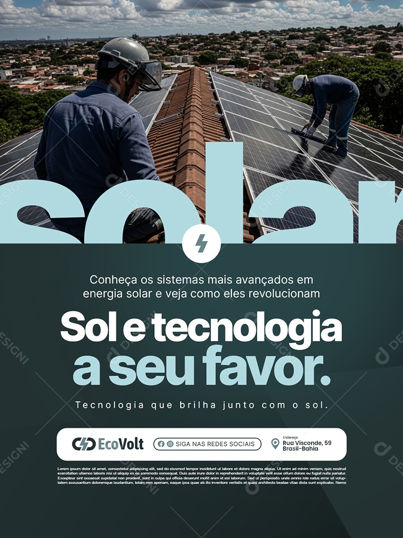 Energia Solar Sol e Tecnologia a Seu Favor Social Media PSD Editável