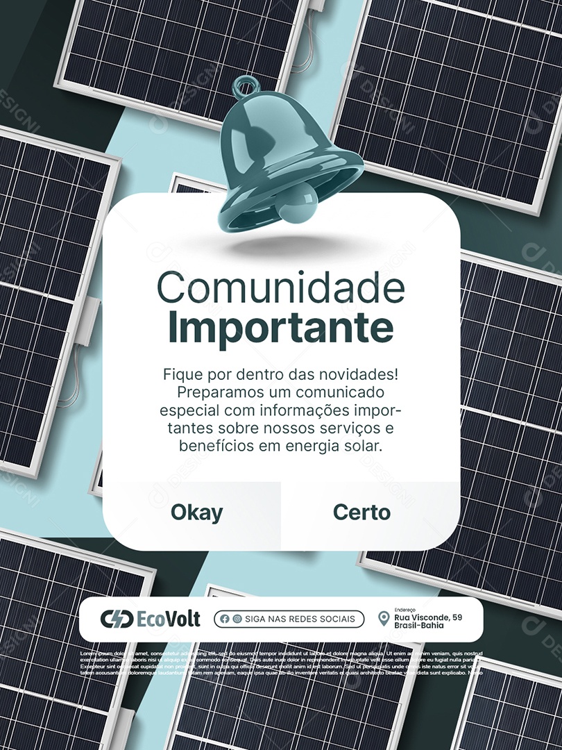 Energia Solar Comunidade Importante Social Media PSD Editável