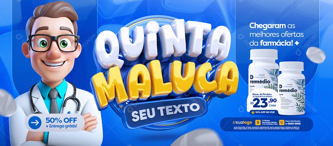 Banner Quinta Maluca Farmácia Chegaram As Melhores Ofertas Social Media PSD Editável