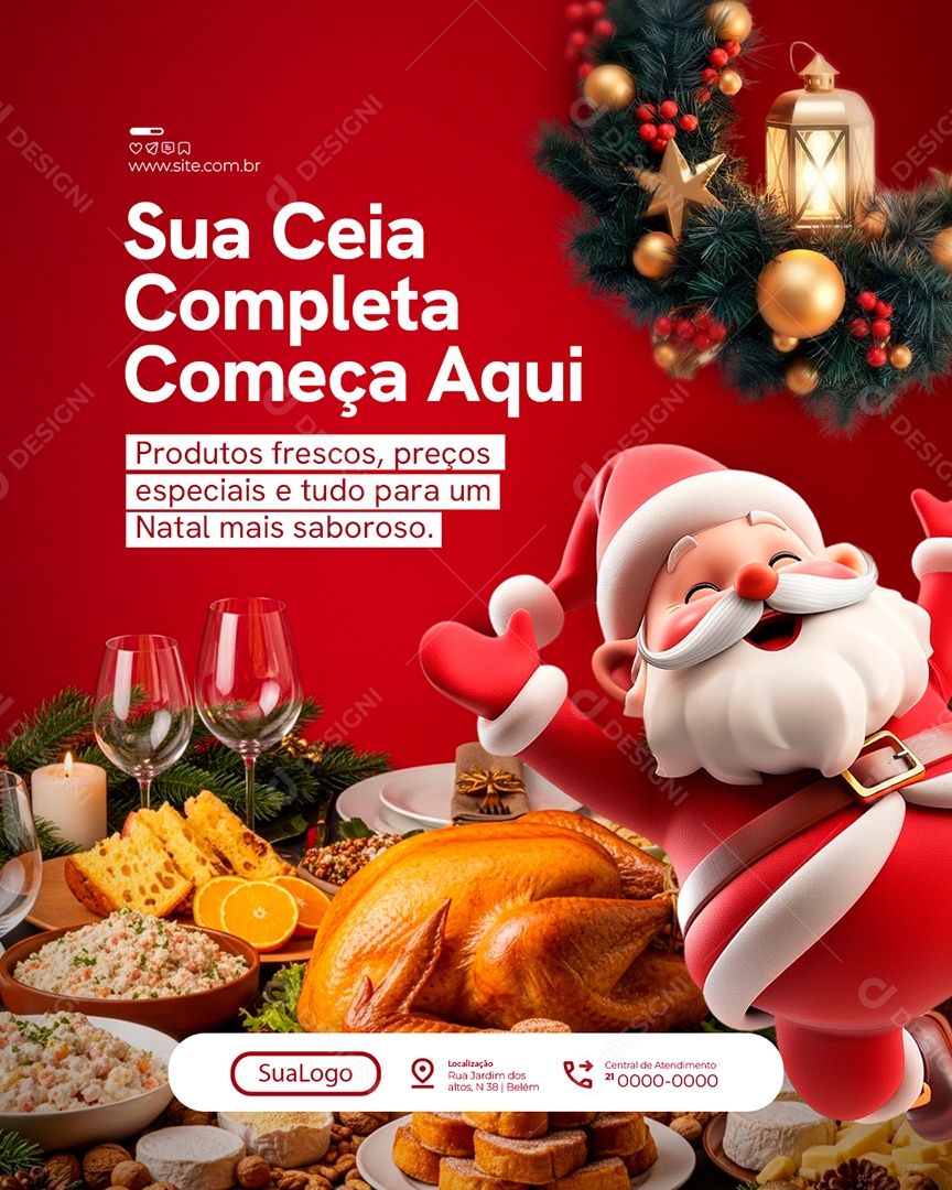 Supermercado Sua Ceia Completa Começa Aqui Social Media PSD Editável