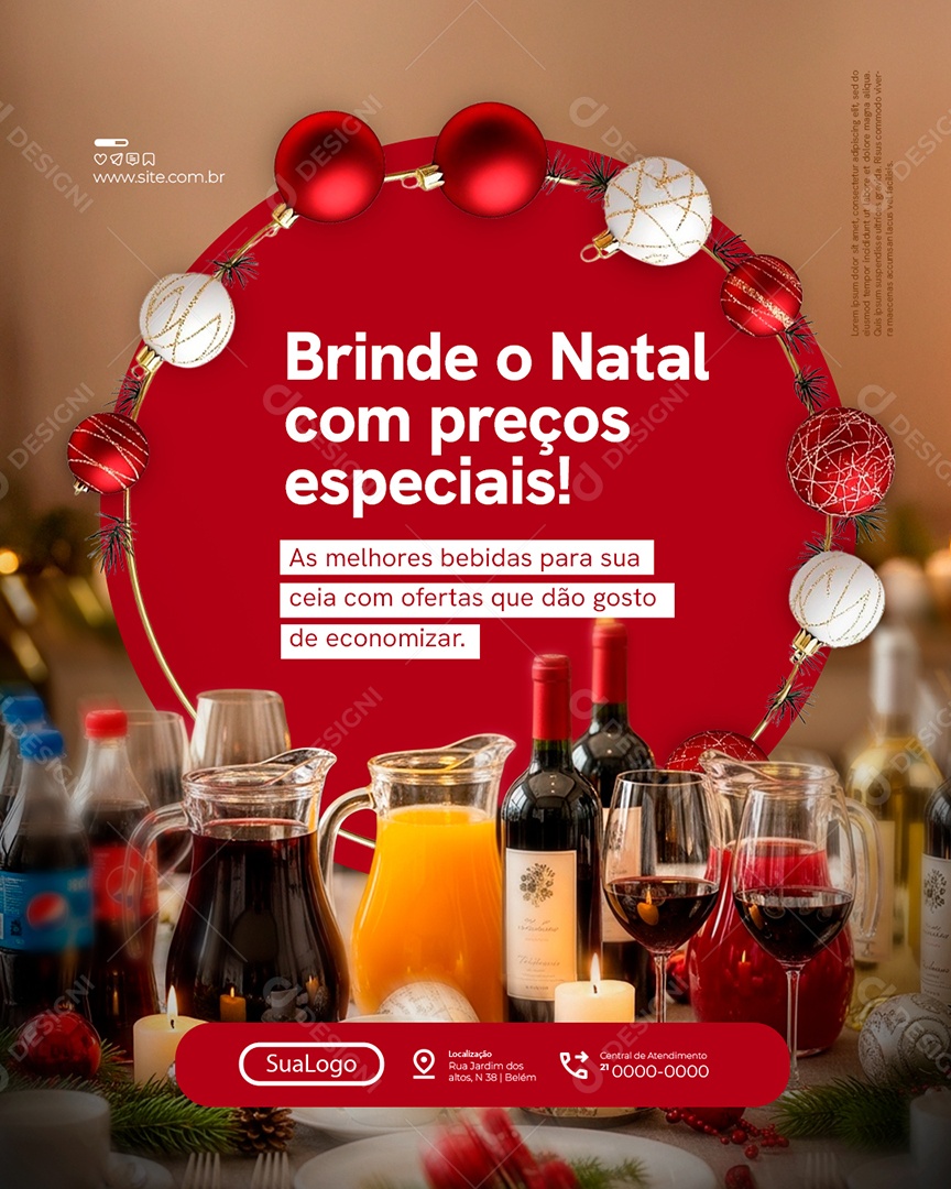 Supermercado Brinde o Natal com Preços Especiais Social Media PSD Editável