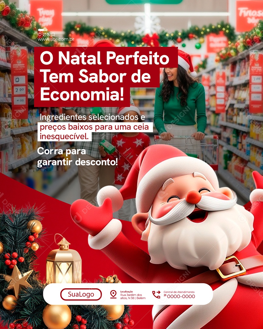 Supermercado Preços Baixos para Uma Ceia Inesquecível Social Media PSD Editável