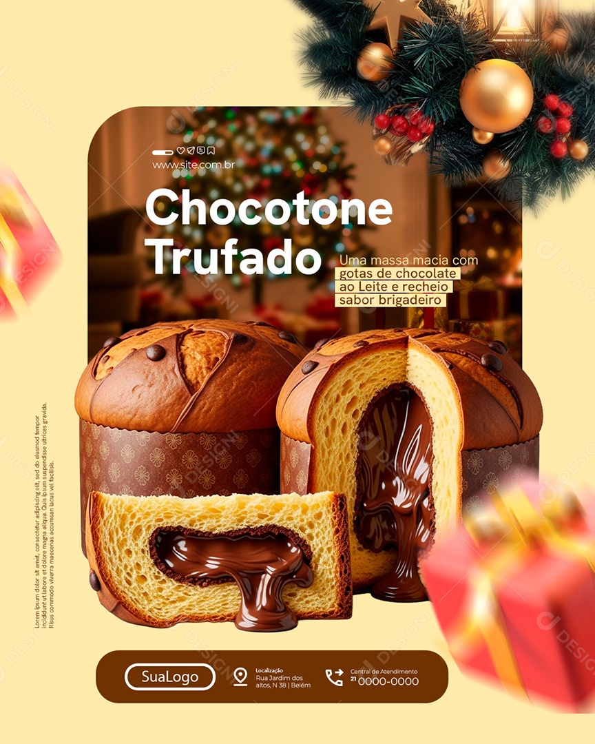 Supermercado Chocotone Trufado Social Media PSD Editável