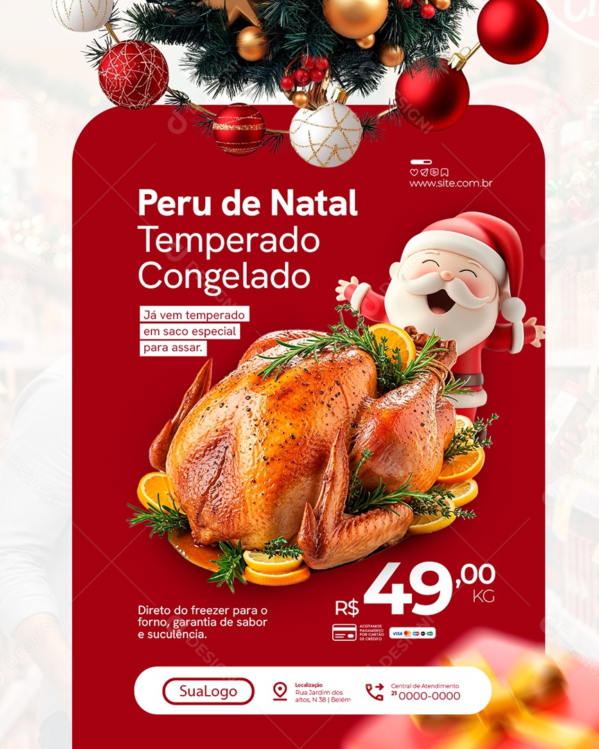 Supermercado Peru de Natal Temperado Congelado Social Media PSD Editável