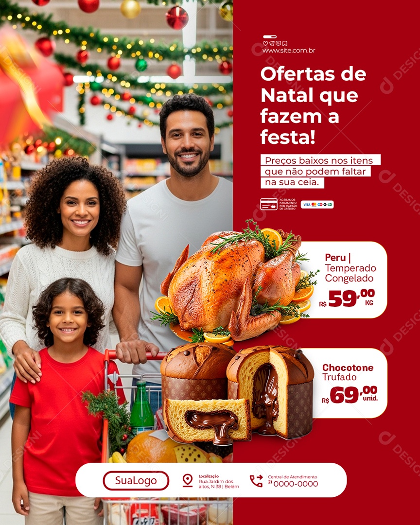 Supermercado Ofertas de Natal Que Fazem a Festa Social Media PSD Editável