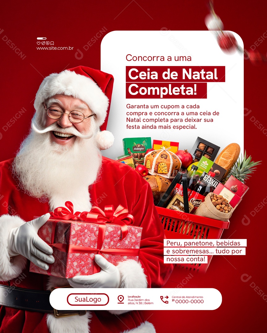 Supermercado Concorra a Uma Ceia de Natal Completa Social Media PSD Editável