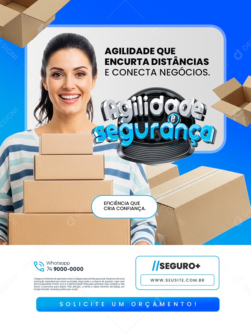 Agilidade e Segurança Transportadora Encarte Seguro Mais Social Media PSD Editável