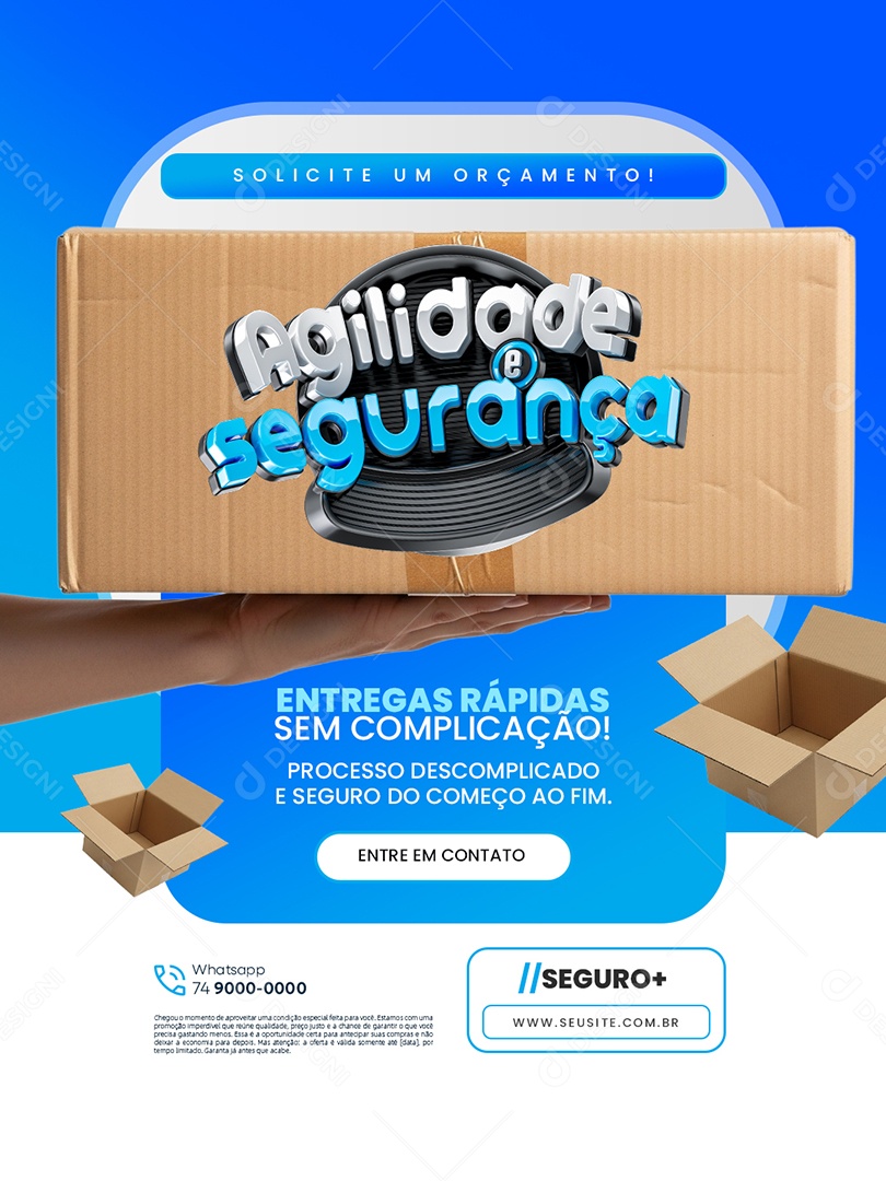 Agilidade e Segurança Transportadora Entregas Rápidas Social Media PSD Editável