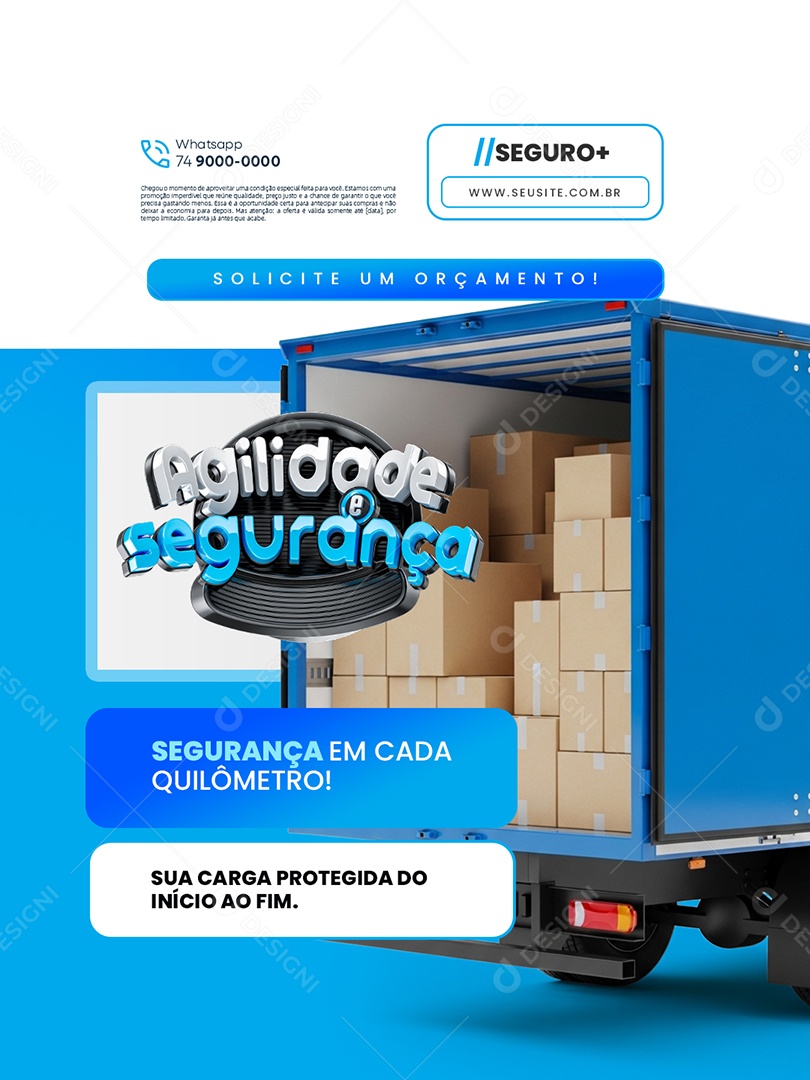 Agilidade e Segurança Transportadora Sua Carga Protegida do Início Ao Fim Social Media PSD Editável