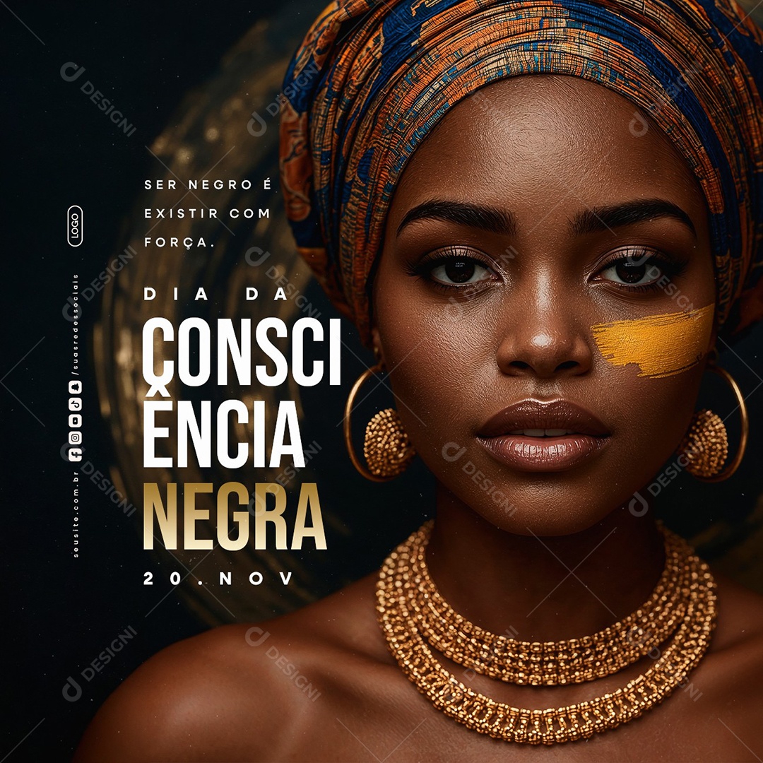 Dia da Consciência Negra 20 de Novembro Social Media PSD Editável