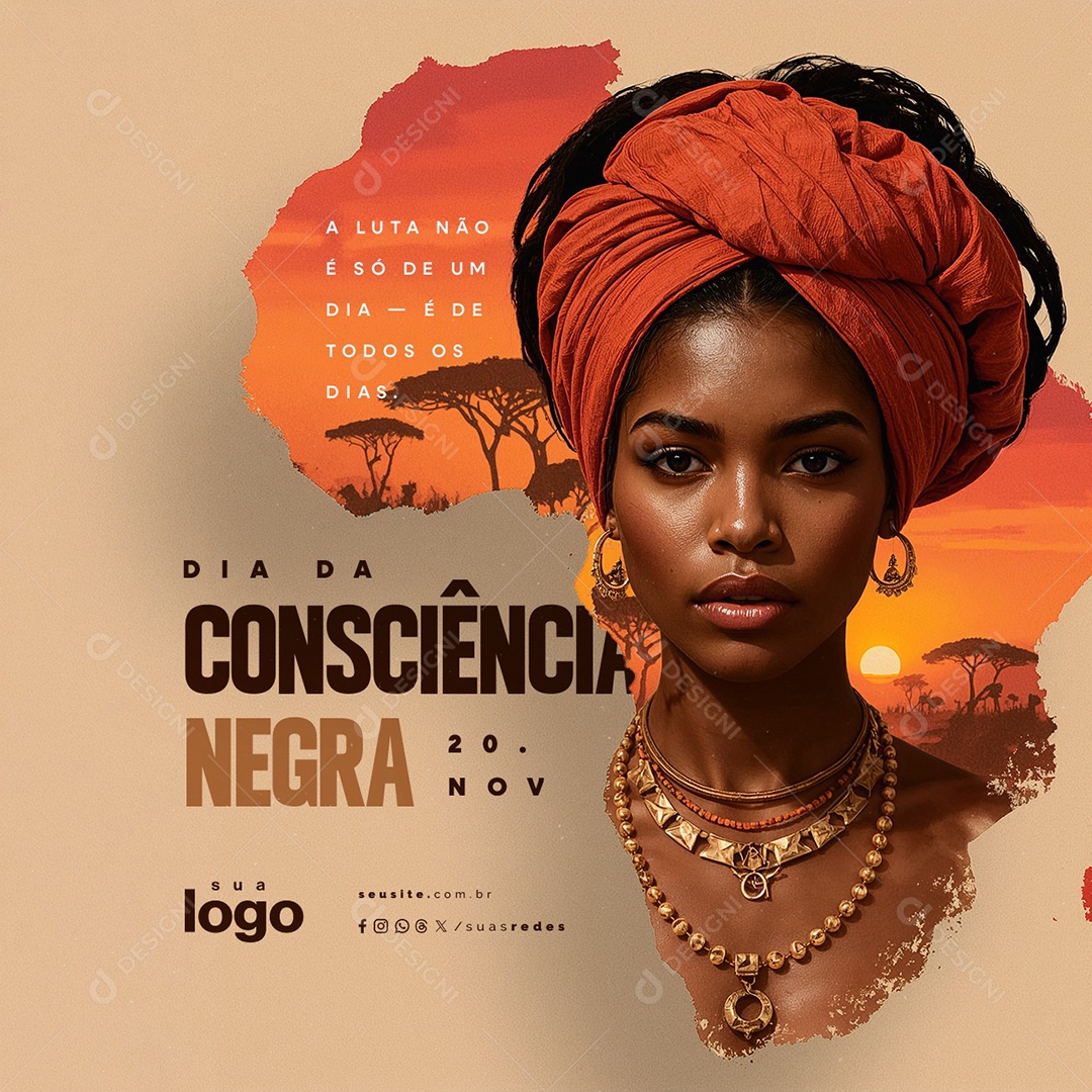 Dia da Consciência Negra 20 de Novembro Social Media PSD Editável