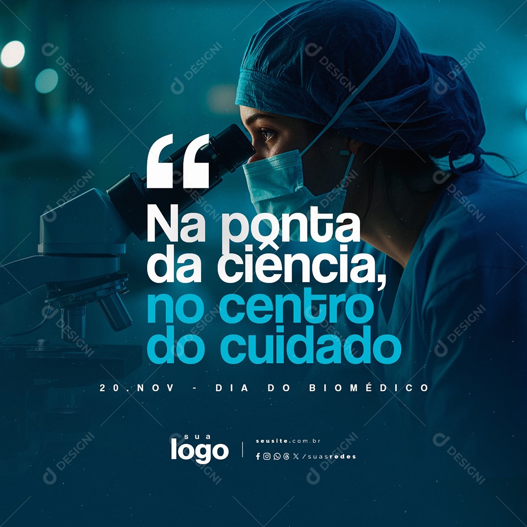 Dia do Biomédico 20 de Novembro Na Ponta da Ciência Social Media PSD Editável