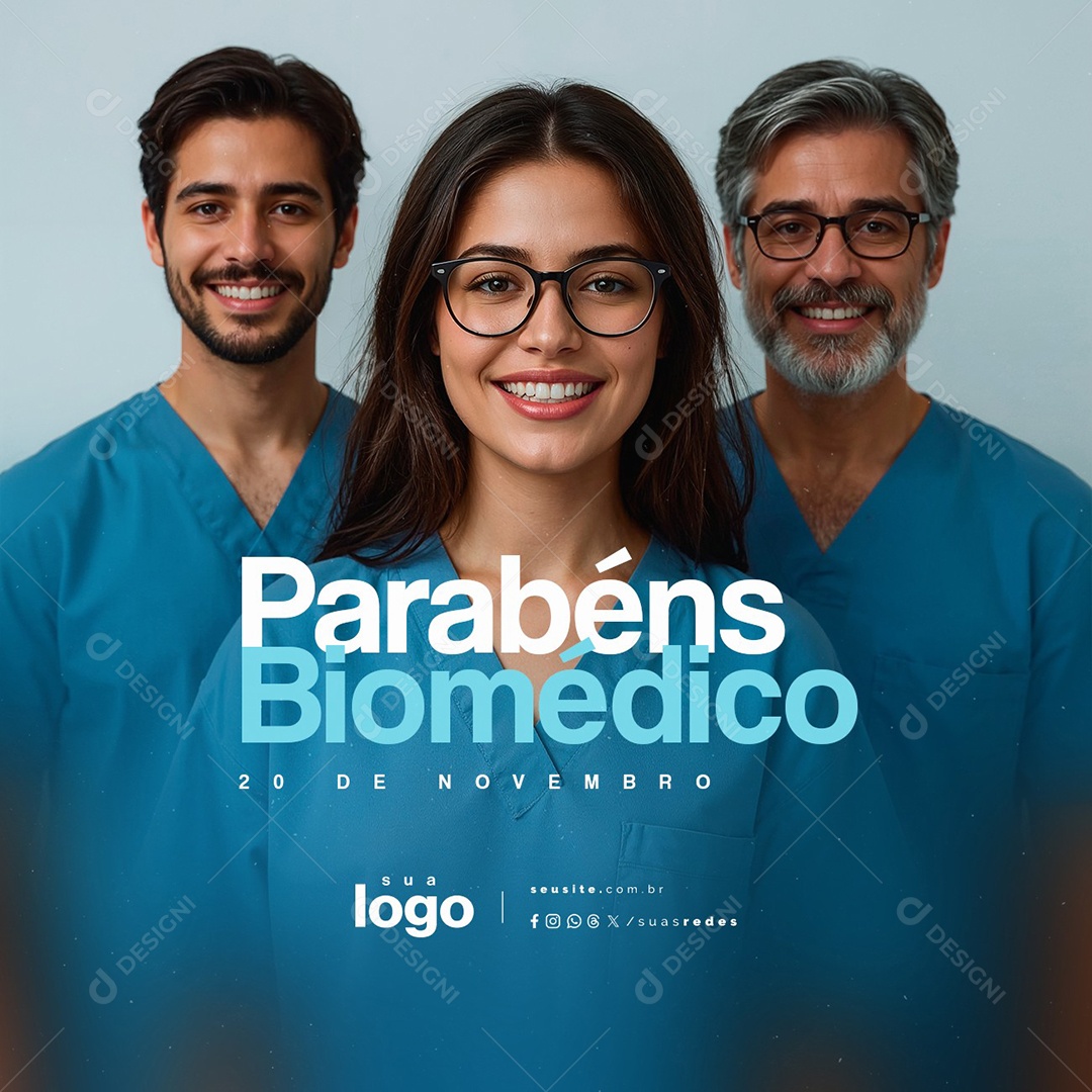Dia do Biomédico 20 de Novembro Parabéns Social Media PSD Editável