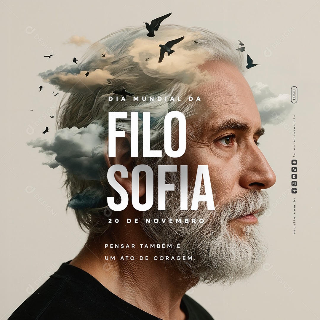 Dia Mundial da Filosofia 20 de Novembro Social Media PSD Editável