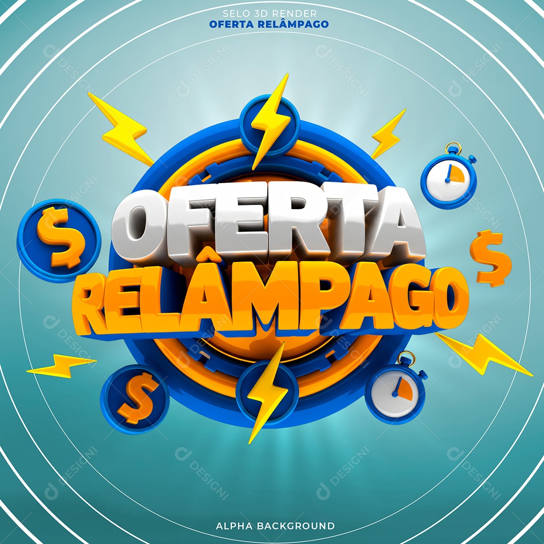 Selo 3D Oferta Relâmpago Para Composição PSD