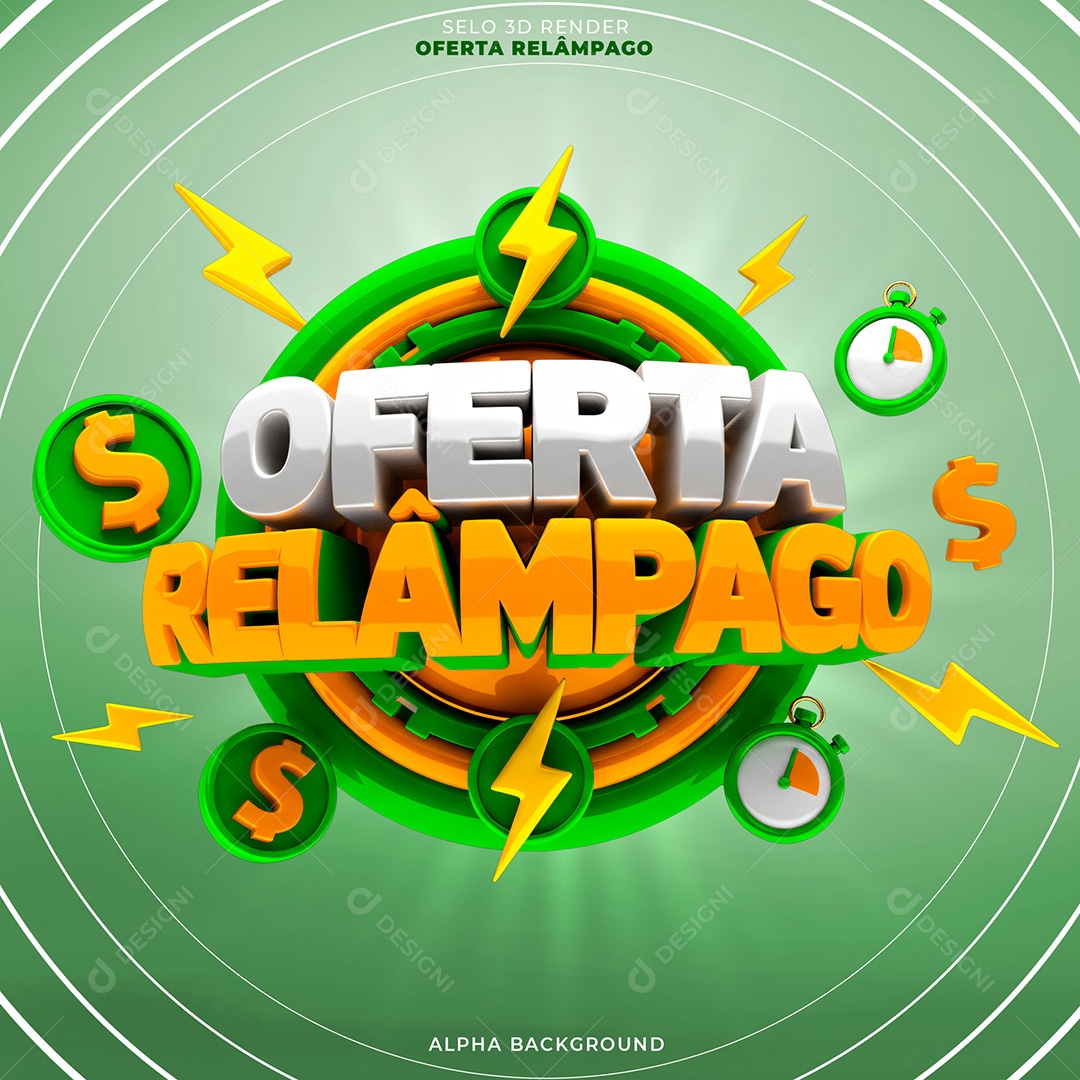 Selo 3D Oferta Relâmpago Para Composição PSD