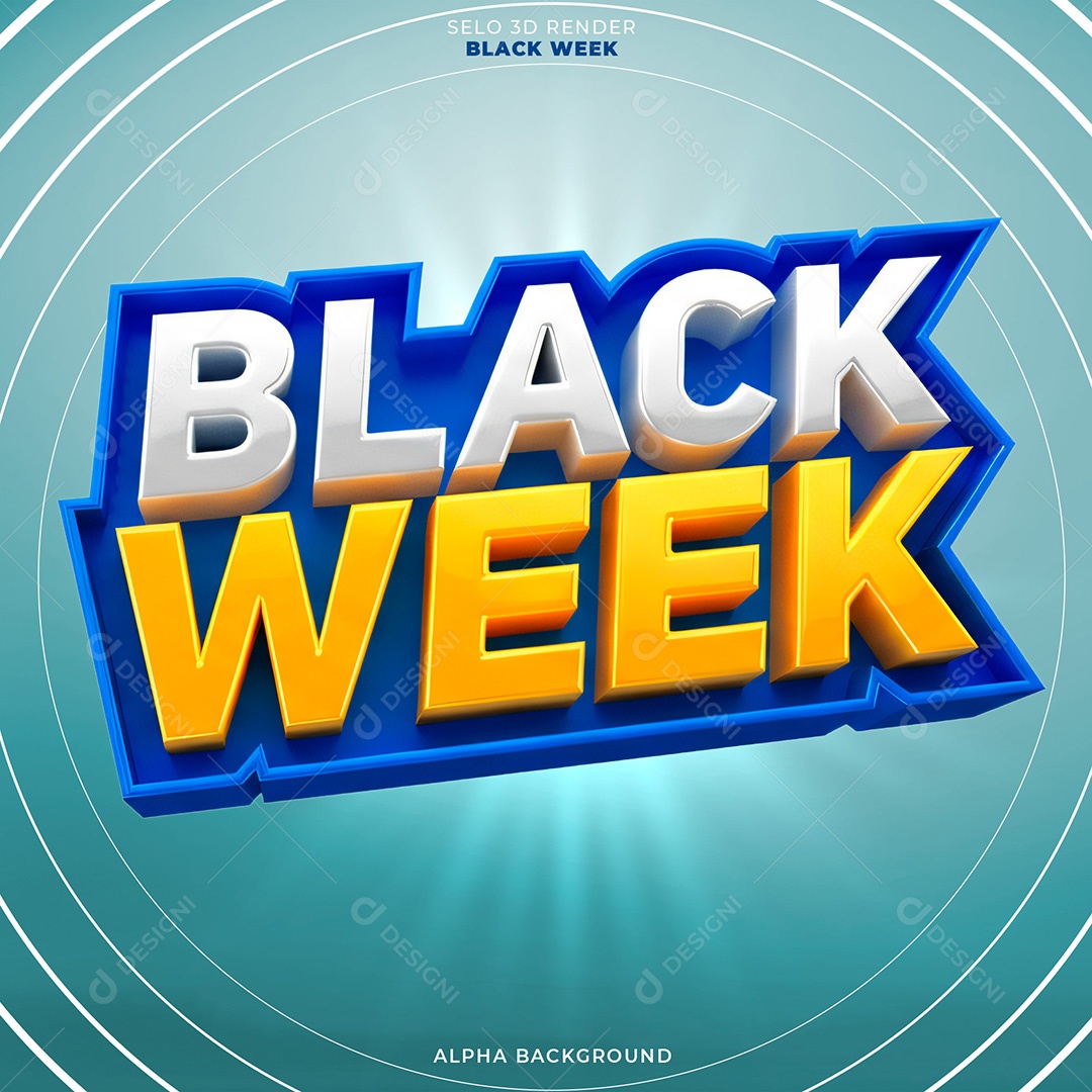 Selo 3D Black Week Para Composição PSD
