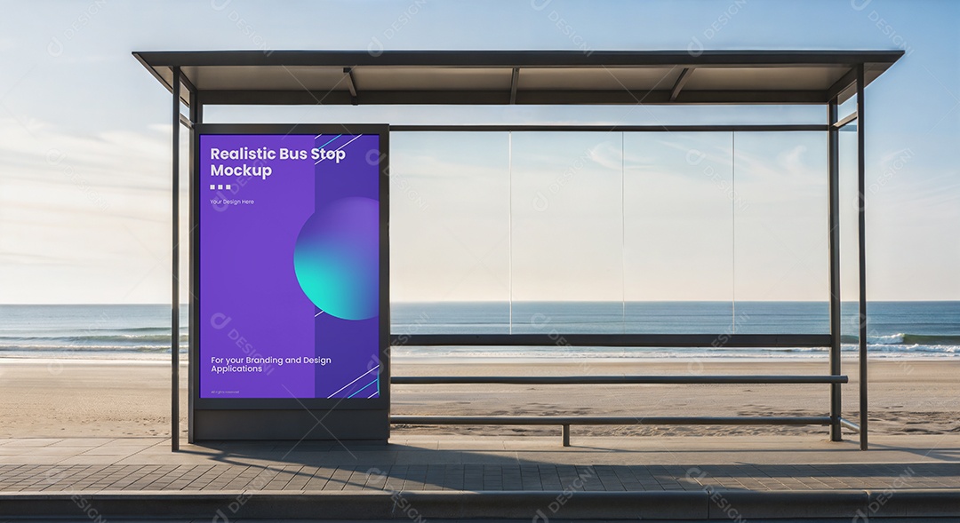 Ponto de Ônibus Com Anúncio PSD Editável Mockup