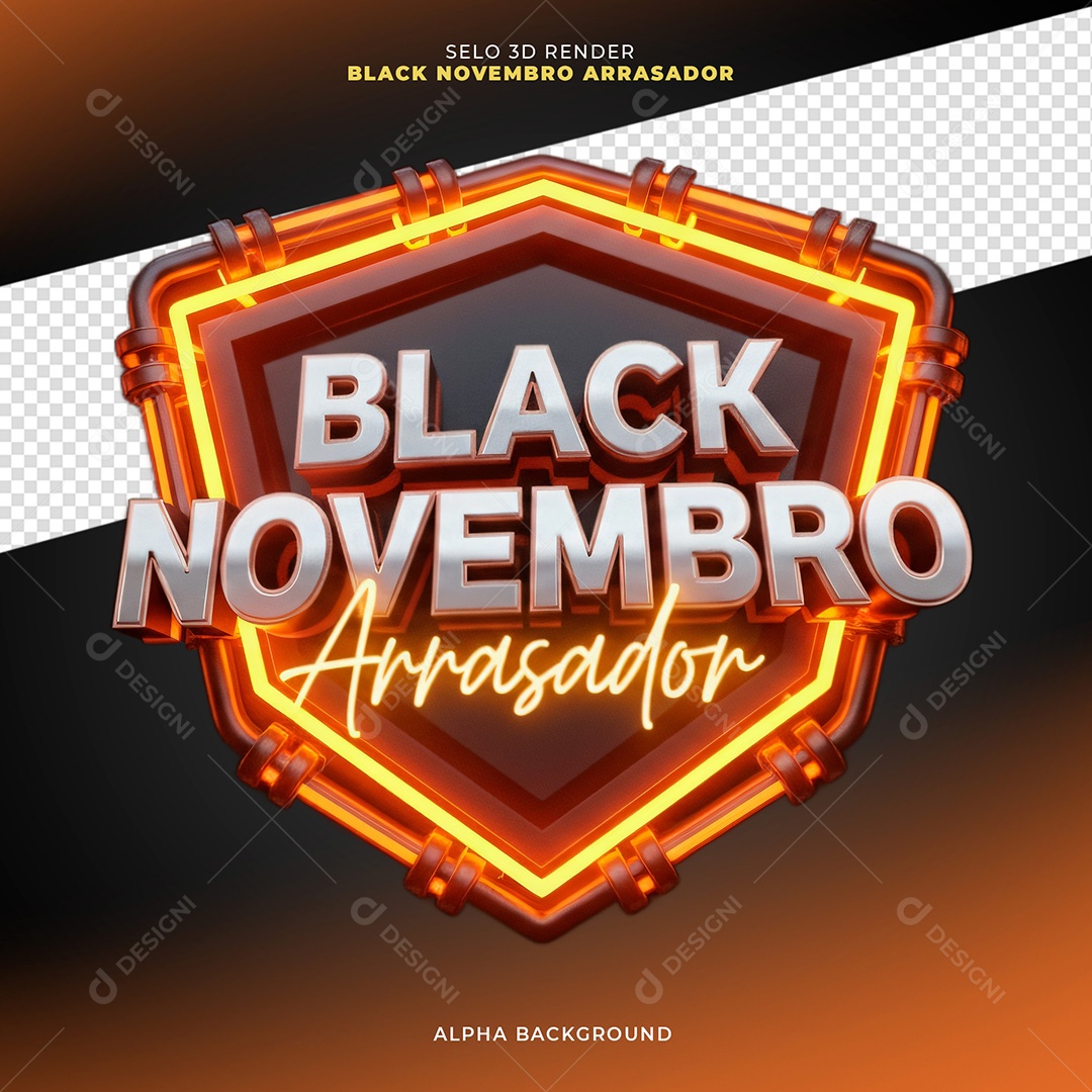 Selo 3D Black Novembro Arrasador Para Composição PSD