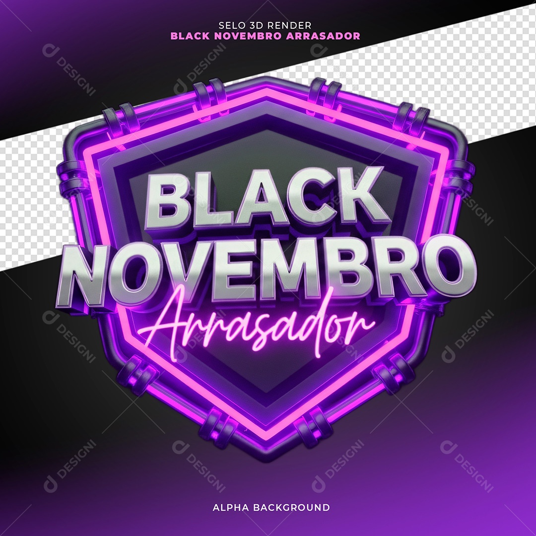 Selo 3D Black Novembro Arrasador Para Composição PSD