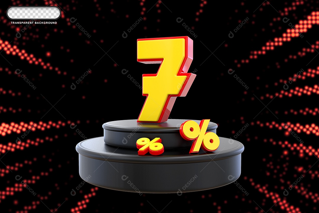 Pódio de Desconto 90% Vermelho e Amarelo Elemento 3D para Composição PSD