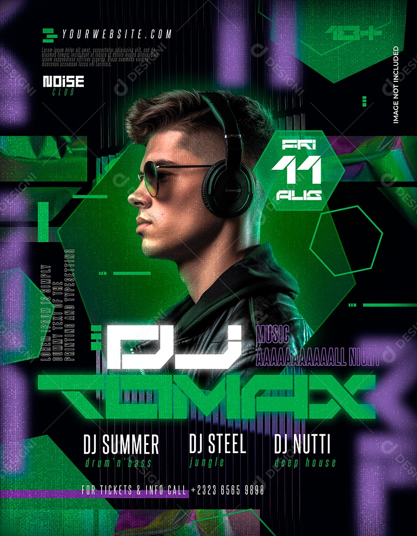 Arte DJ Tomax Festa Eletrônica PSD Editável
