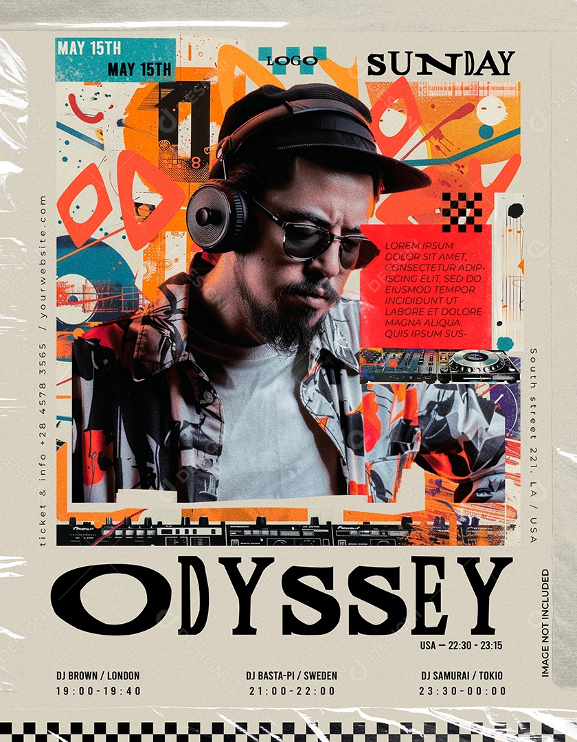 Arte DJ Odyssey Festa Musical Domingo PSD Editável