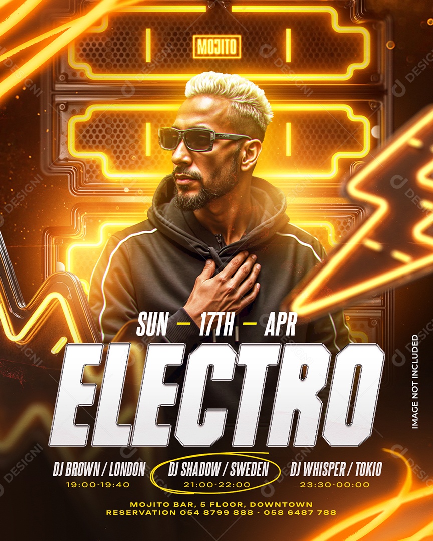 Arte Electro Festa Eletrônica DJ Show PSD Editável