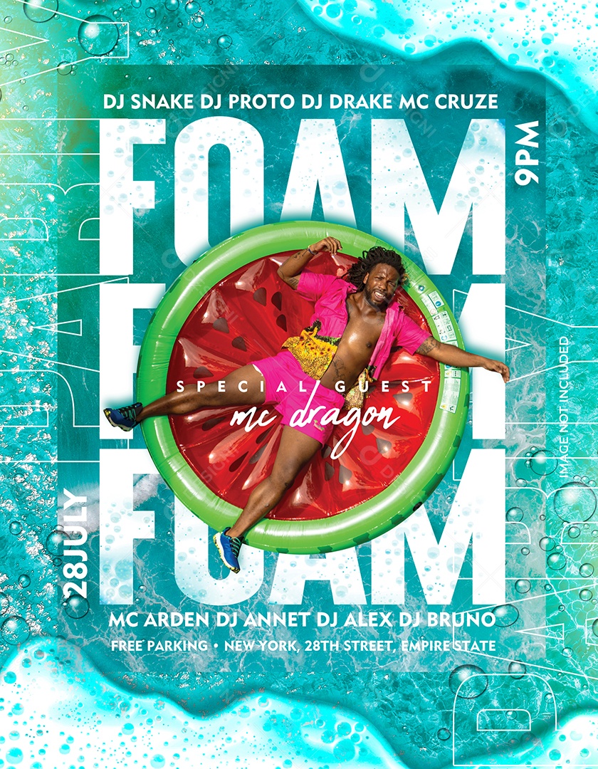 Arte Foam Party Festa Piscina Espuma PSD Editável