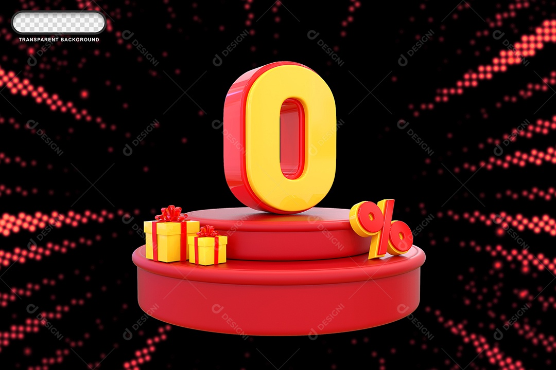 Pódio de Desconto 0% Elemento 3D para Composição PSD