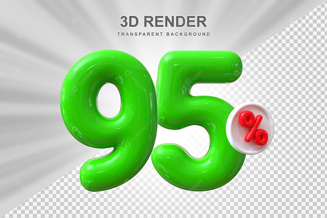 Número de Desconto 95% Elemento 3D Verde para Composição PSD