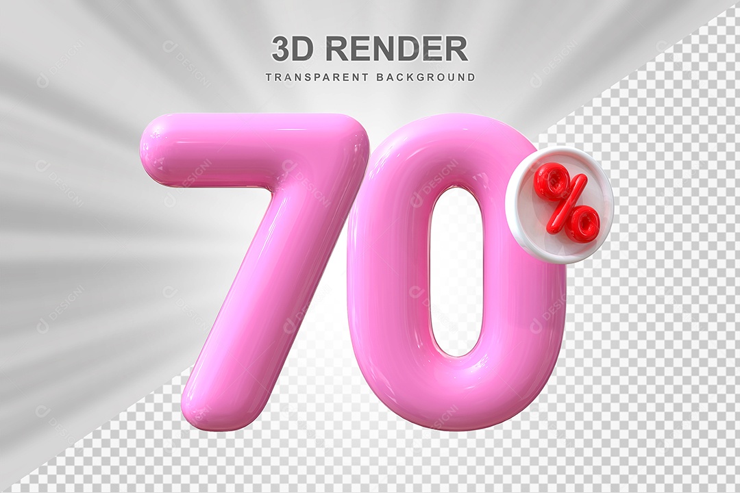 Número de Desconto 0% Elemento 3D 70 Rosa para Composição PSD