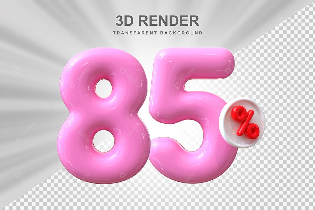 Número de Desconto 85% Elemento 3D Rosa para Composição PSD