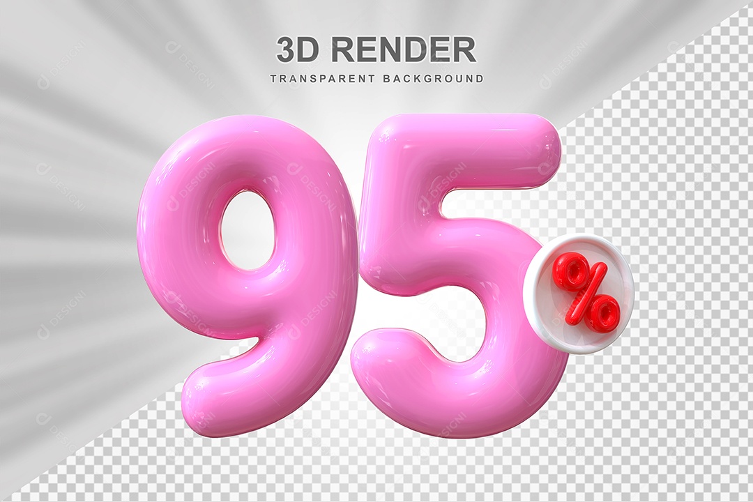 Número de Desconto 95% Elemento 3D Rosa para Composição PSD